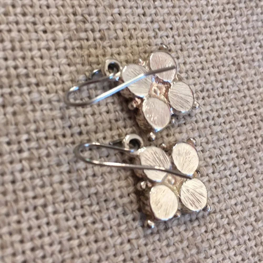 Silvertone Square Diamond Shaped Earring Rope Edge - Picture 6 of 7